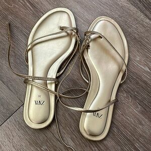 Metallic leather sandals